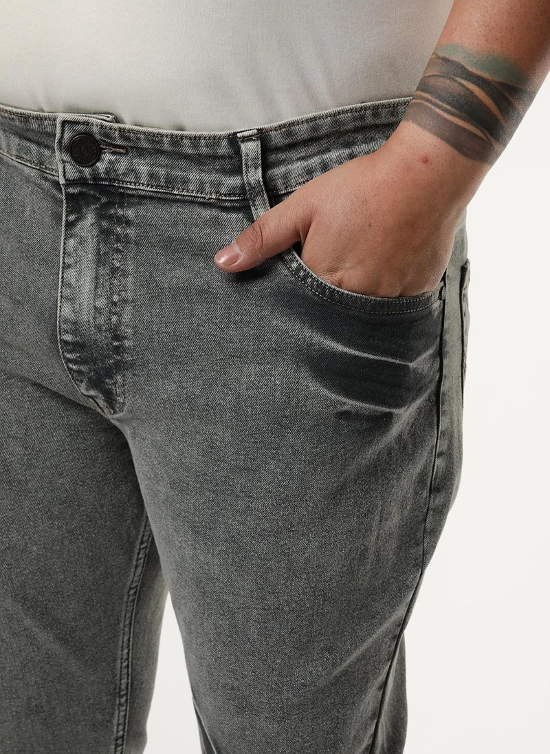 Urbano Fashion  Urbano Plus Men's Light Grey Bootcut Fit Mid Rise Acid Wash Jeans Stretchable for Men | Best Price UAE